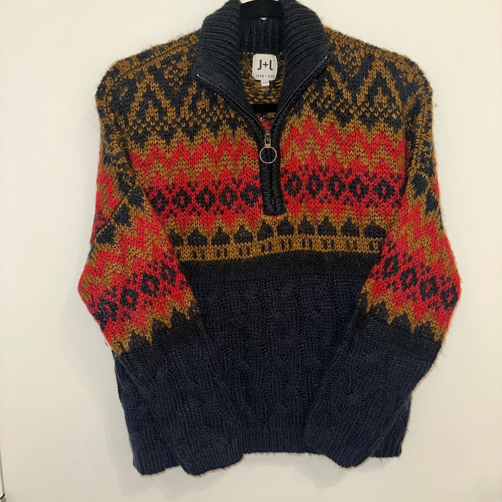 John + Jenn Navy Patterned Sweater - image 1